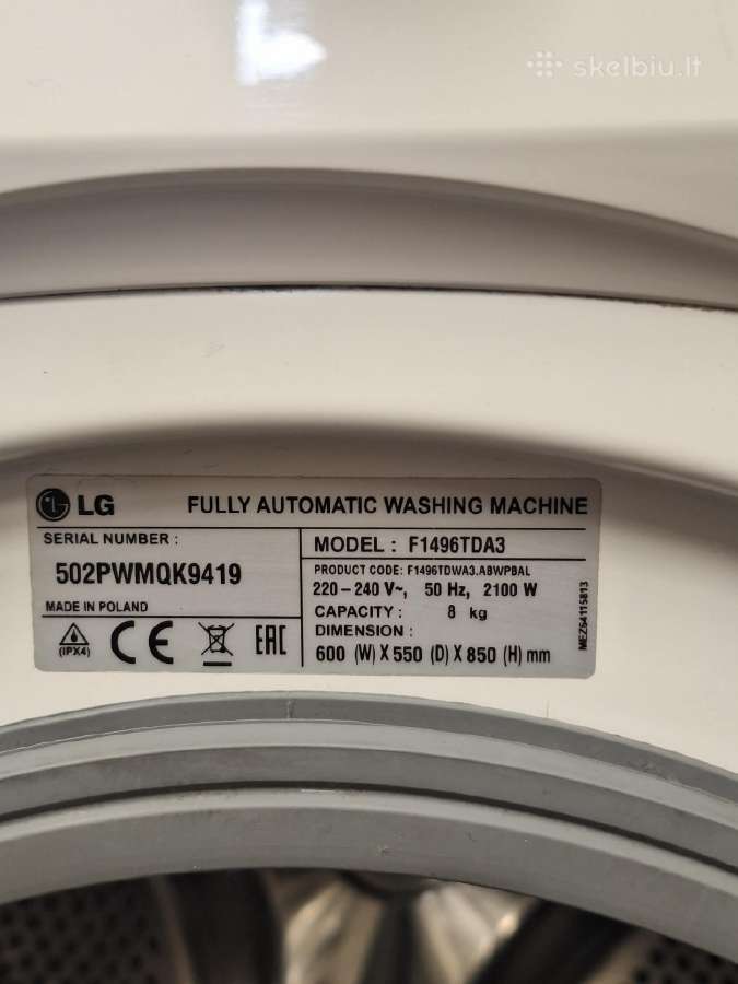 LG Direct Drive 8 kg skalbimo mašina - nuotraukos Nr. 4