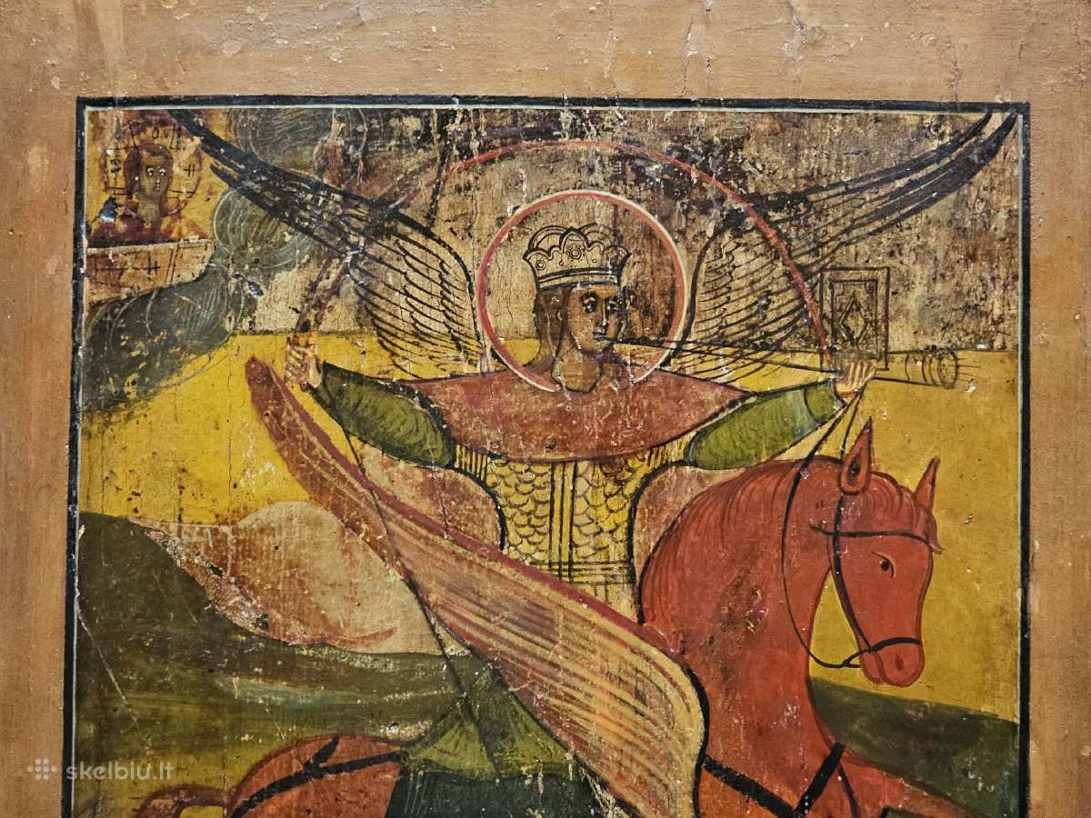 Senovinė ikona Archangelas Mykolas 19 amžius - nuotraukos Nr. 2