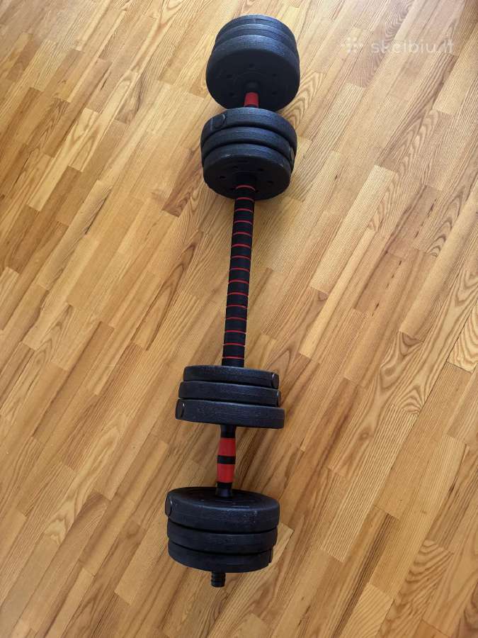 Hanteliai 2*10kg. štanga - nuotraukos Nr. 2