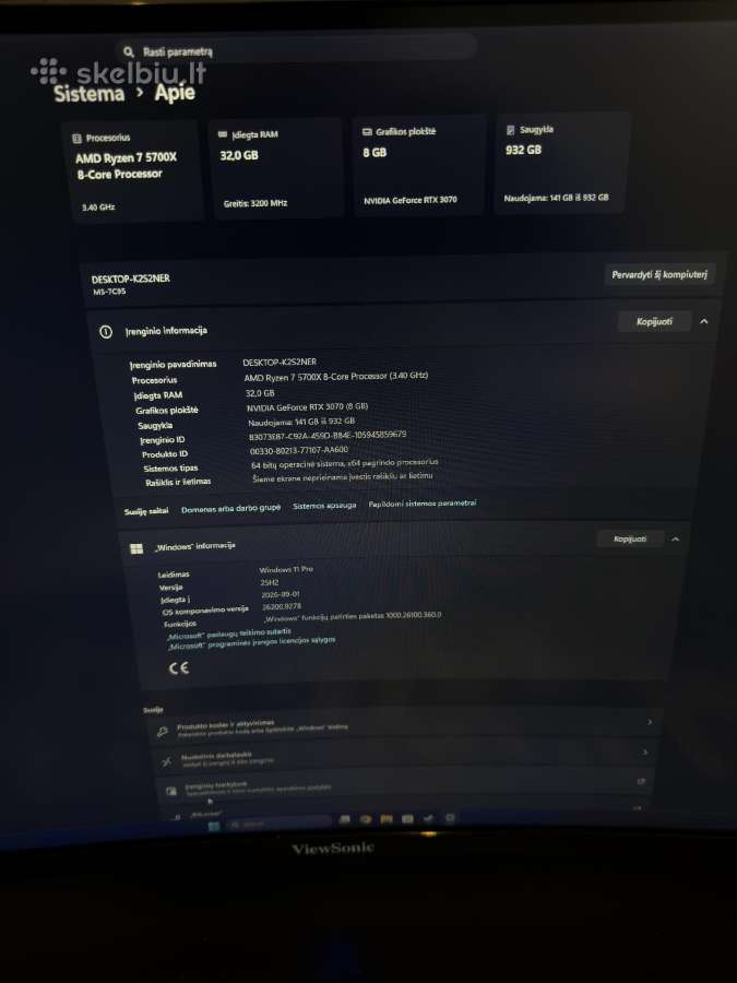 Gaming Pc Ryzen 7 5700x + Rtx 3070 Suprim X Lhr 8g - nuotraukos Nr. 5