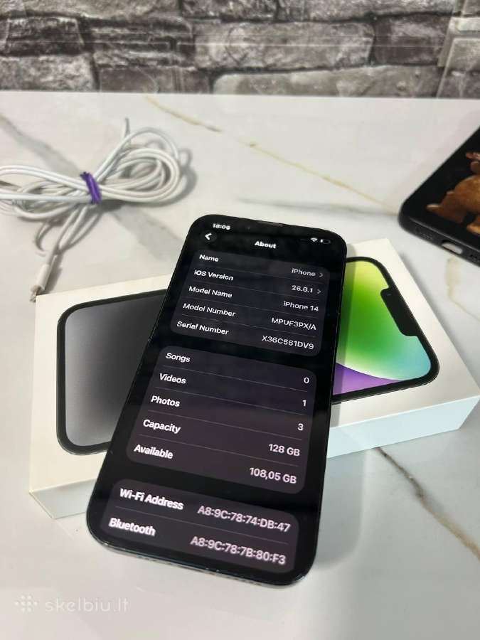 iPhone 14 128gb 84% black - nuotraukos Nr. 9