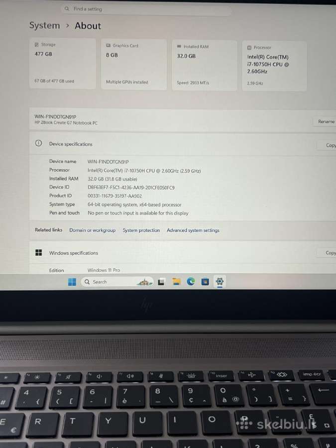 Hp Zbook Create G7i7 Rtx - nuotraukos Nr. 14