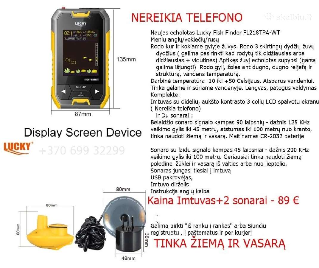 Echolotas. 2 sonarai+imtuvas. Nereikia telefono - nuotraukos Nr. 4