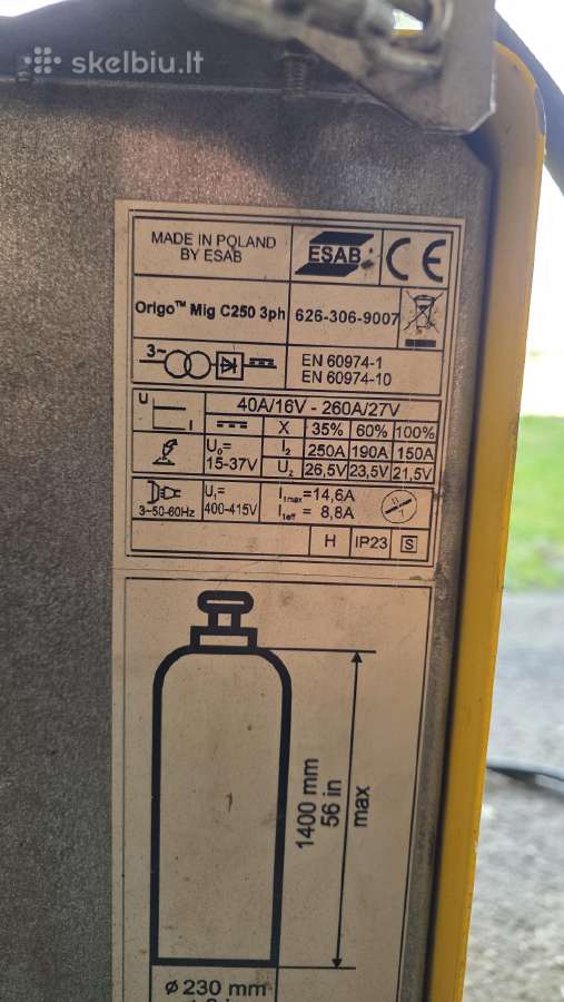 Mig suvirinimo aparatas esab c250 3ph - nuotraukos Nr. 6