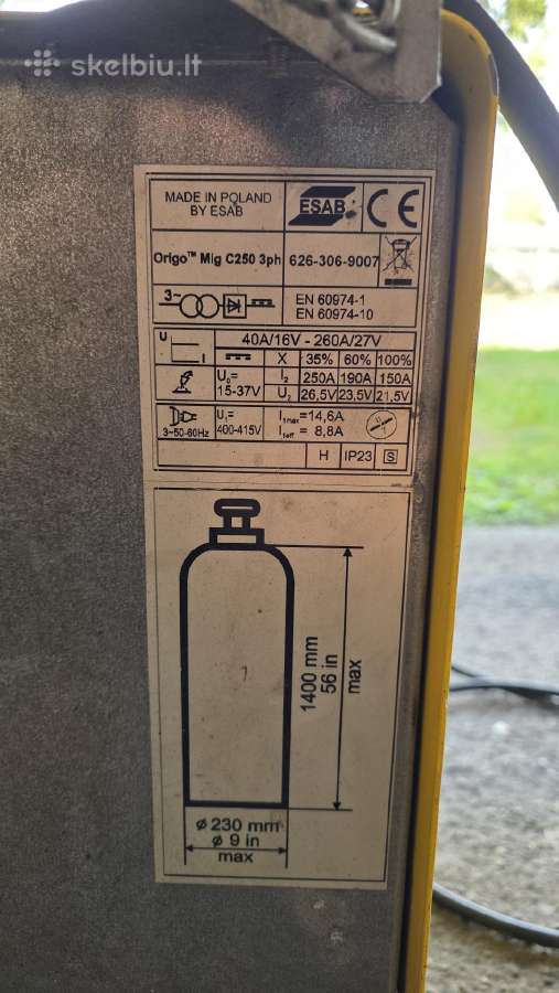 Mig suvirinimo aparatas esab c250 3ph - nuotraukos Nr. 7