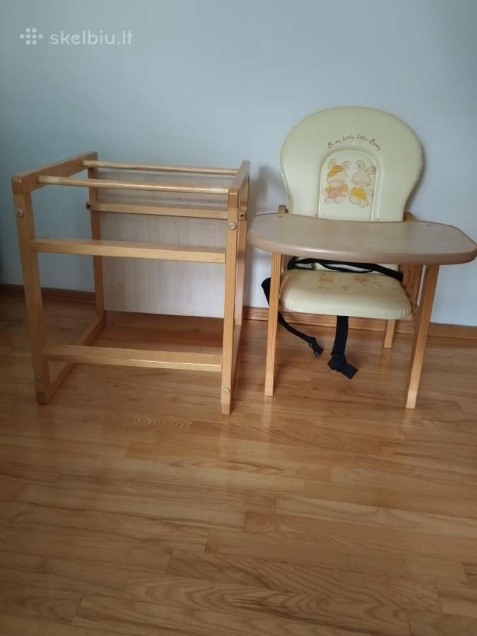 Vaikiška dviejų dalių medinė maitinimo kėdutė - nuotraukos Nr. 3
