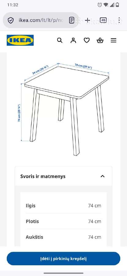Stalas beržas 74*74 cm - nuotraukos Nr. 2
