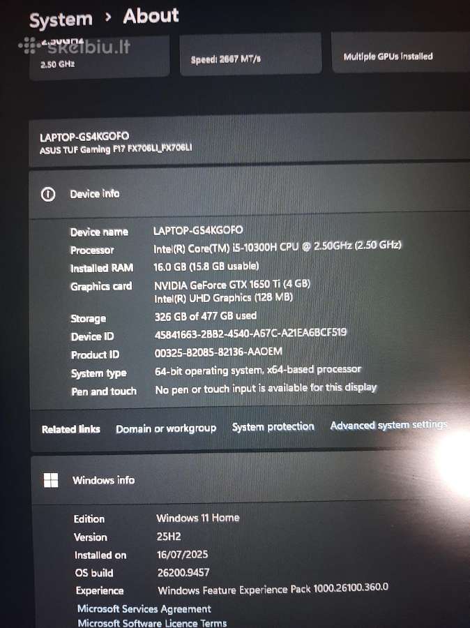 Asus Tuf a 17 - nuotraukos Nr. 3