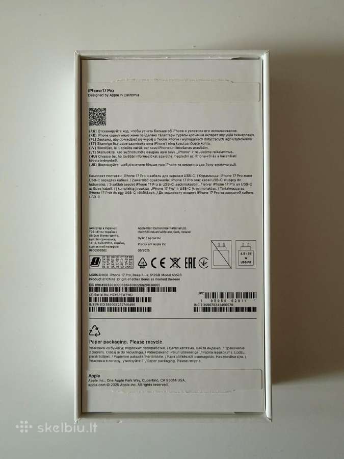 Labai geros bukles iPhone 17 Pro Blue , 512 GB - nuotraukos Nr. 5