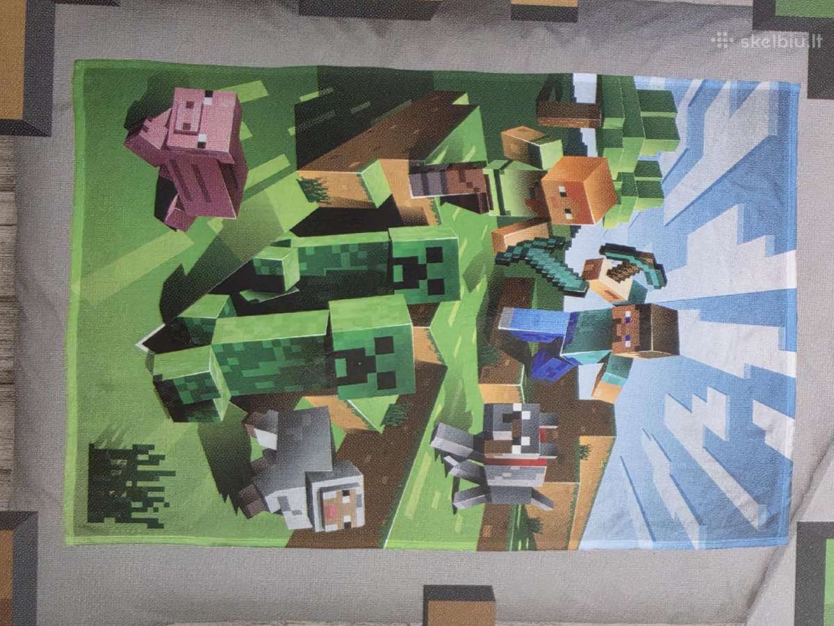 Naujas Mojang Minecraft flisinis pledas 130x170 - nuotraukos Nr. 9