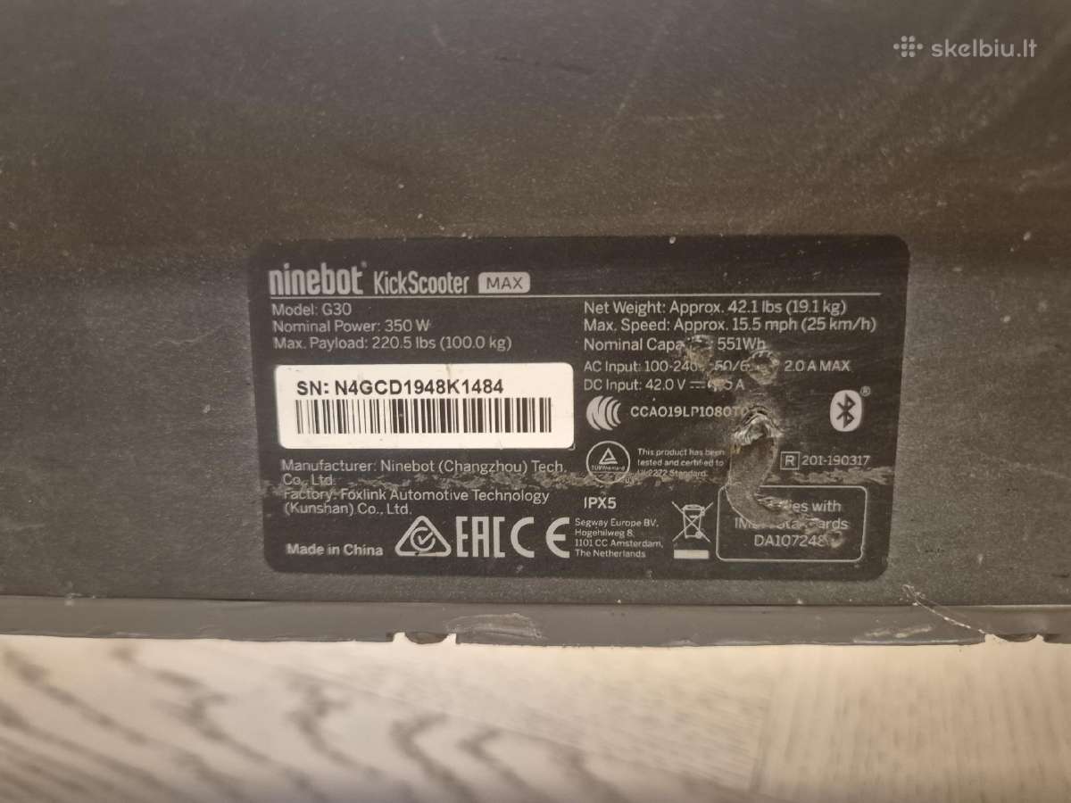 Elektrinis paspirtukas segway ninebot g30 - nuotraukos Nr. 4