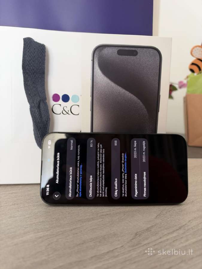 Parduodamas iPhone 15 Pro 256gb black titanium - nuotraukos Nr. 2