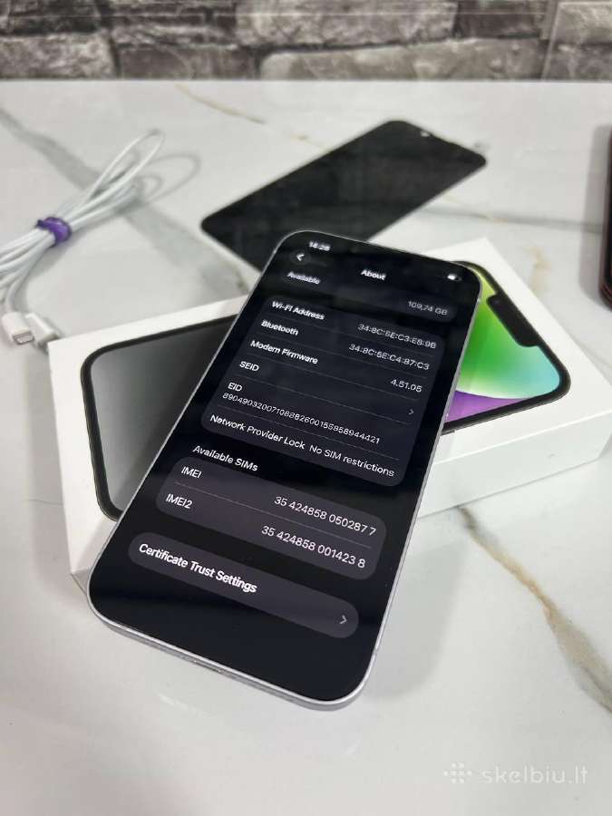 iPhone 14 128gb 85% Purple - nuotraukos Nr. 8