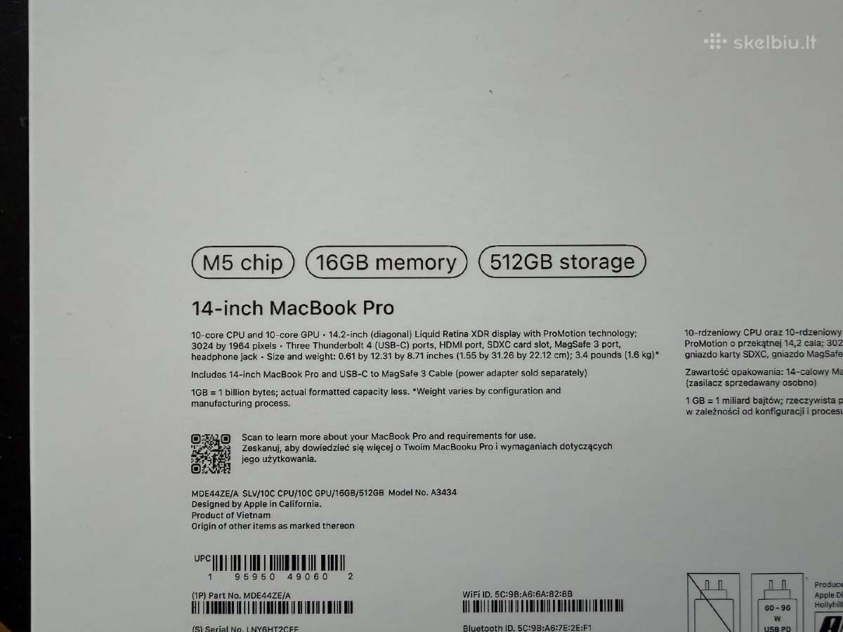 MacBook Pro 14 M5 16gb 512gb SSD - nuotraukos Nr. 7
