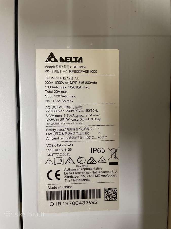 Delta Rpi M6a 6kw trifazis saulės inverteris 6 kw - nuotraukos Nr. 2