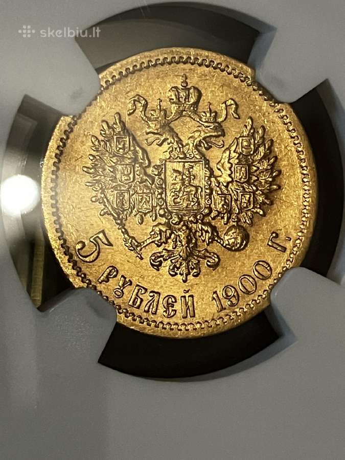 Auksinę monetą 5 Rubliai 1900m.didele galva! - nuotraukos Nr. 7
