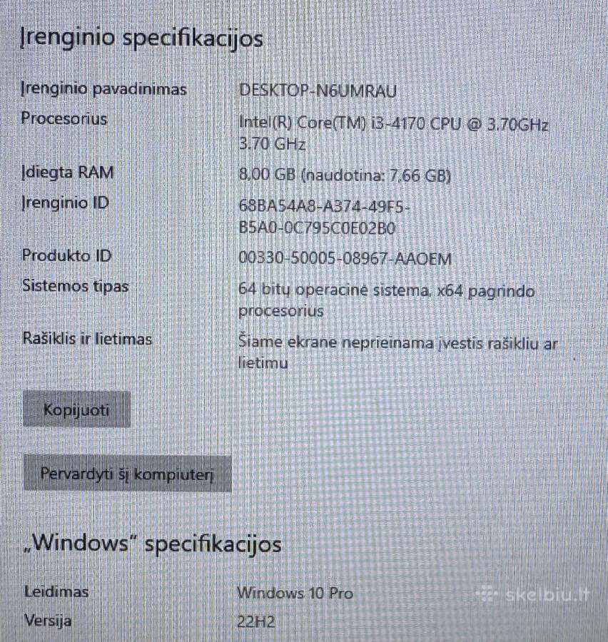 Stacionarus kompiuteris su originaliais Win10 Pro - nuotraukos Nr. 7