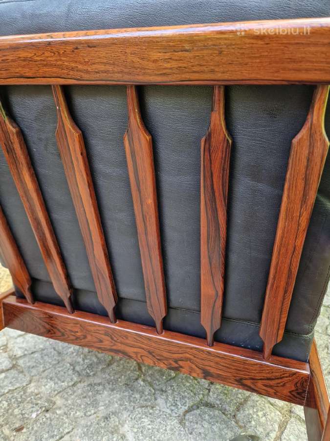 Vintažinis mid century palisandro masyvo fotelis - nuotraukos Nr. 9