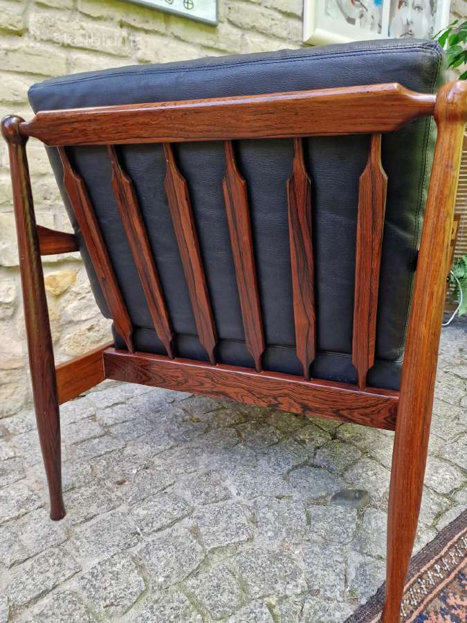 Vintažinis mid century palisandro masyvo fotelis - nuotraukos Nr. 11