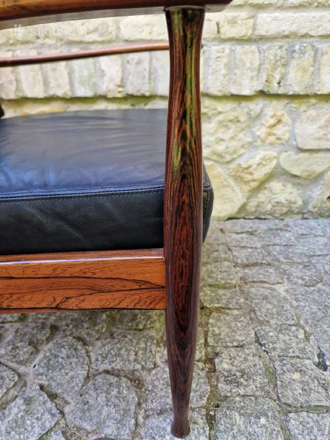 Vintažinis mid century palisandro masyvo fotelis - nuotraukos Nr. 14