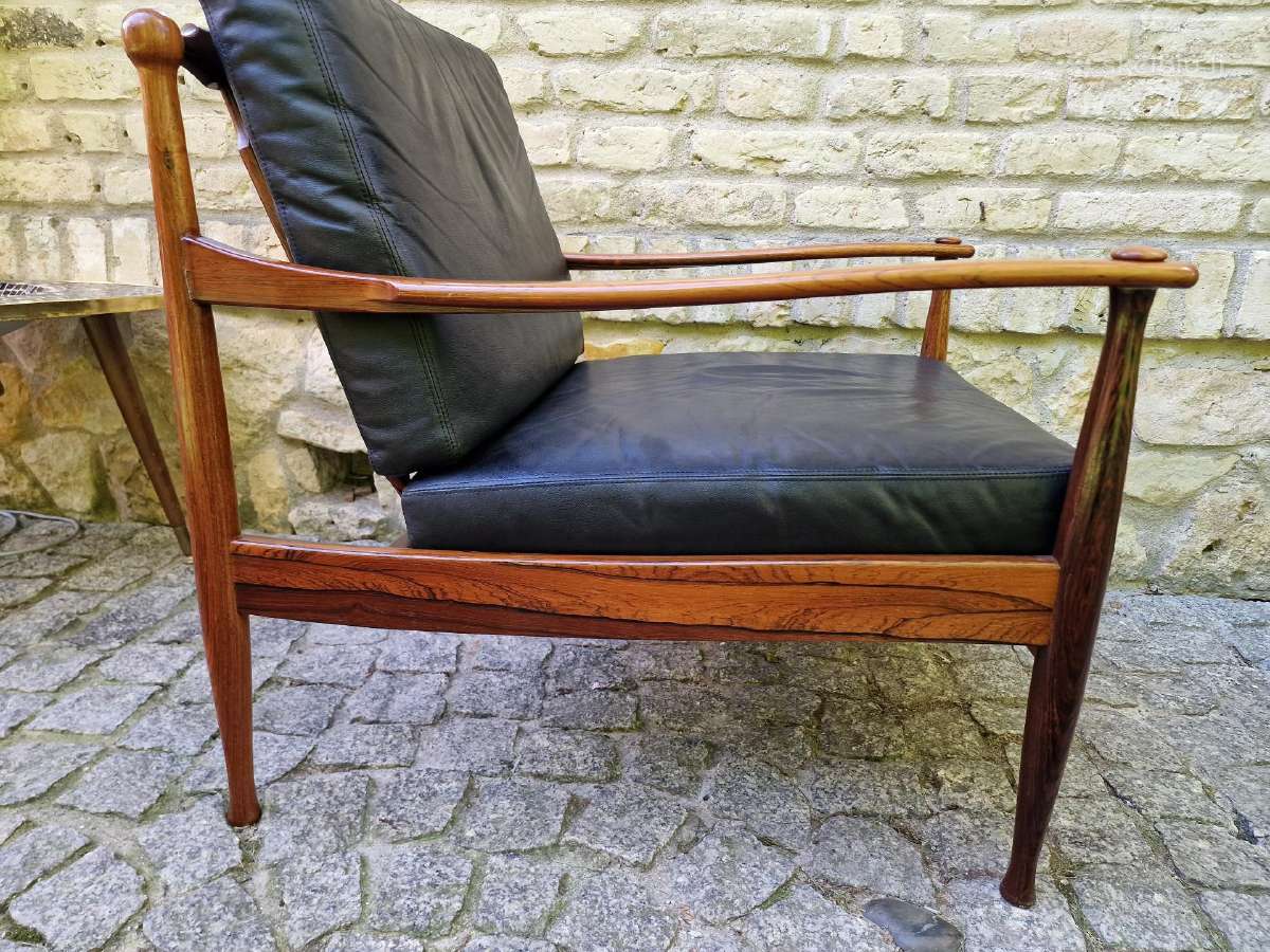 Vintažinis mid century palisandro masyvo fotelis - nuotraukos Nr. 19