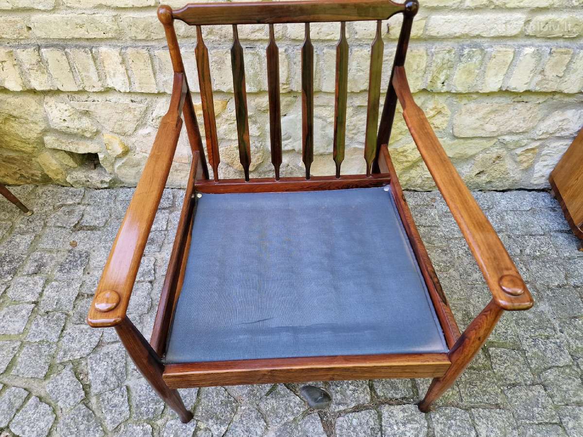 Vintažinis mid century palisandro masyvo fotelis - nuotraukos Nr. 21