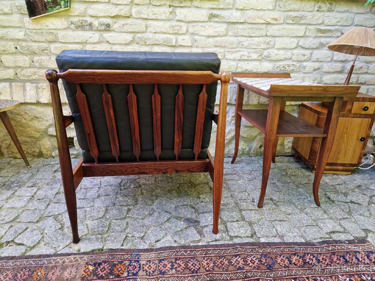 Vintažinis mid century palisandro masyvo fotelis - nuotraukos Nr. 27
