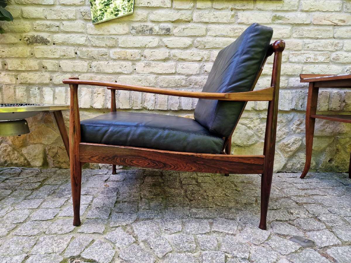 Vintažinis mid century palisandro masyvo fotelis - nuotraukos Nr. 29