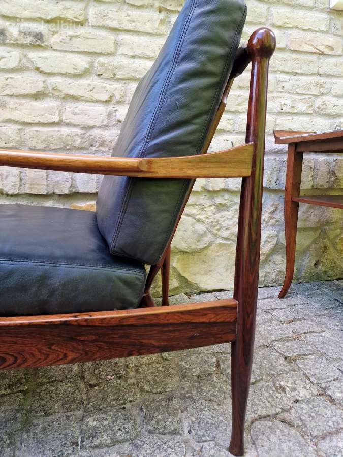 Vintažinis mid century palisandro masyvo fotelis - nuotraukos Nr. 30