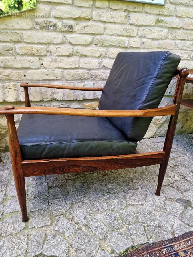 Vintažinis mid century palisandro masyvo fotelis - nuotraukos Nr. 34