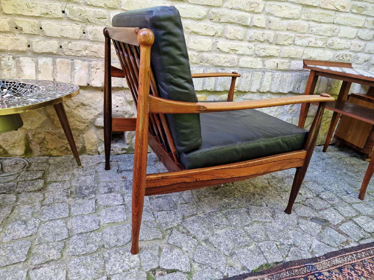 Vintažinis mid century palisandro masyvo fotelis - nuotraukos Nr. 36