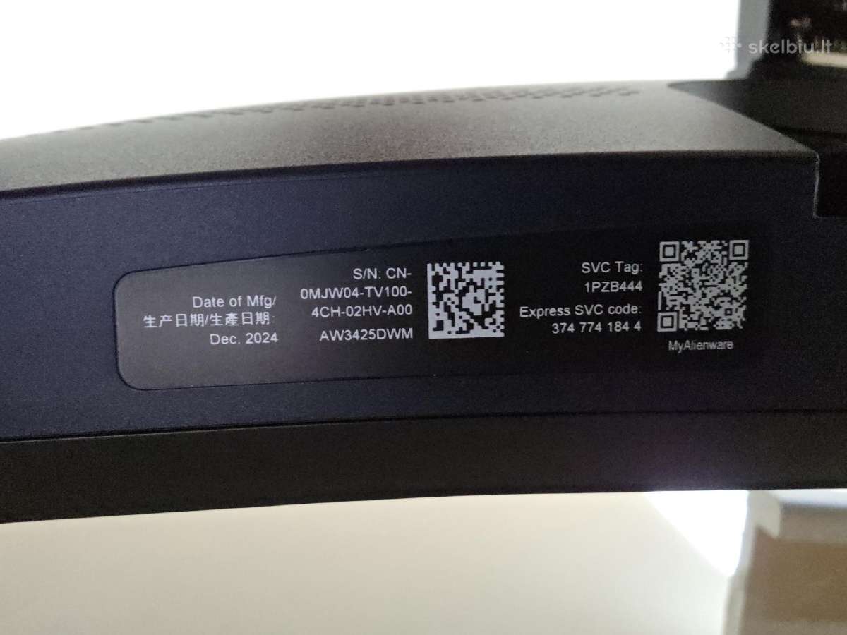 Dell Alienware Aw3425dwm 34" monitorius - nuotraukos Nr. 3
