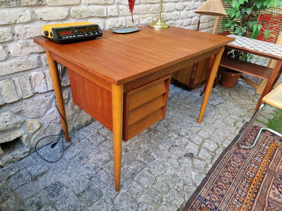 Vintažinis mid century tikmedžio darbo stalas - nuotraukos Nr. 4