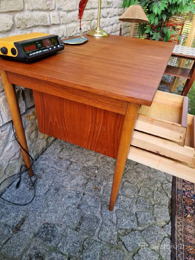 Vintažinis mid century tikmedžio darbo stalas - nuotraukos Nr. 6