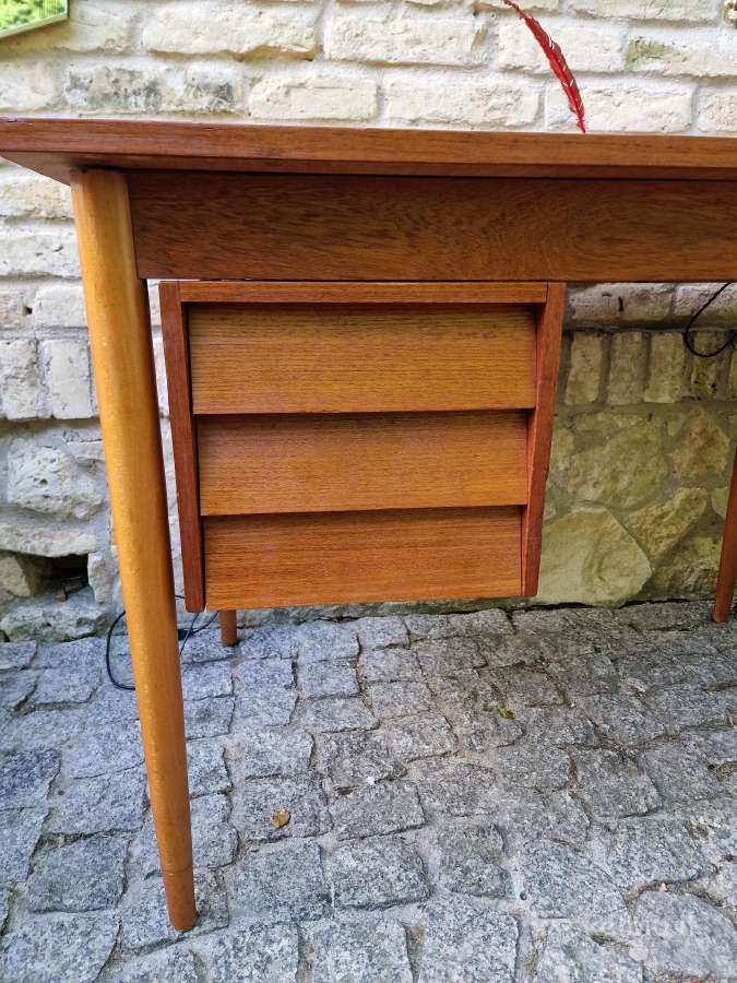 Vintažinis mid century tikmedžio darbo stalas - nuotraukos Nr. 9
