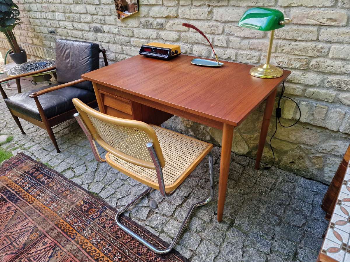 Vintažinis mid century tikmedžio darbo stalas - nuotraukos Nr. 13