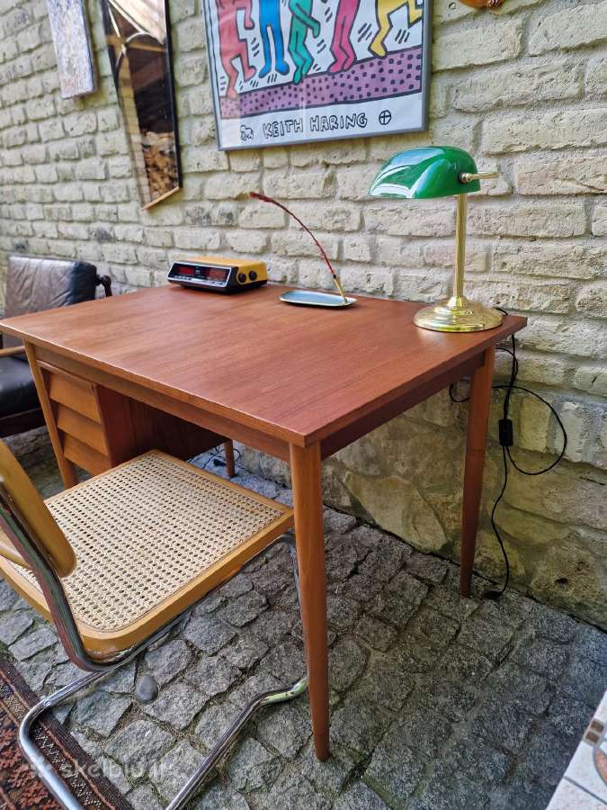 Vintažinis mid century tikmedžio darbo stalas - nuotraukos Nr. 16