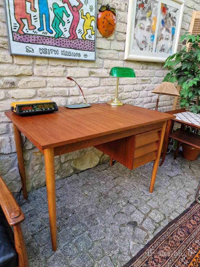 Vintažinis mid century tikmedžio darbo stalas - nuotraukos Nr. 22