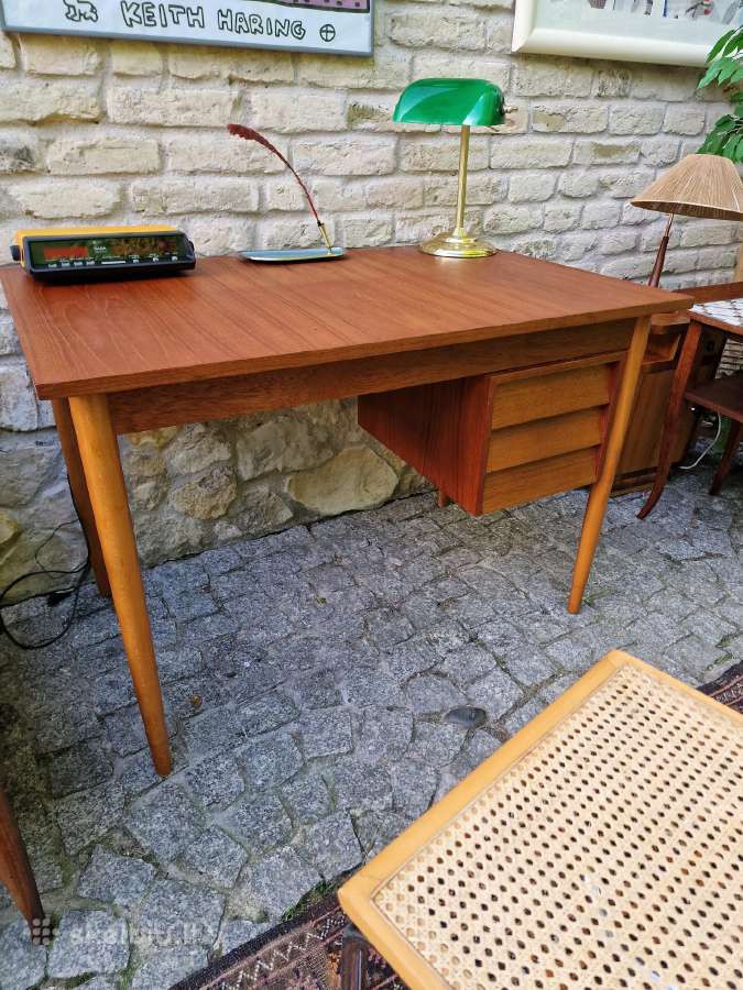 Vintažinis mid century tikmedžio darbo stalas - nuotraukos Nr. 33