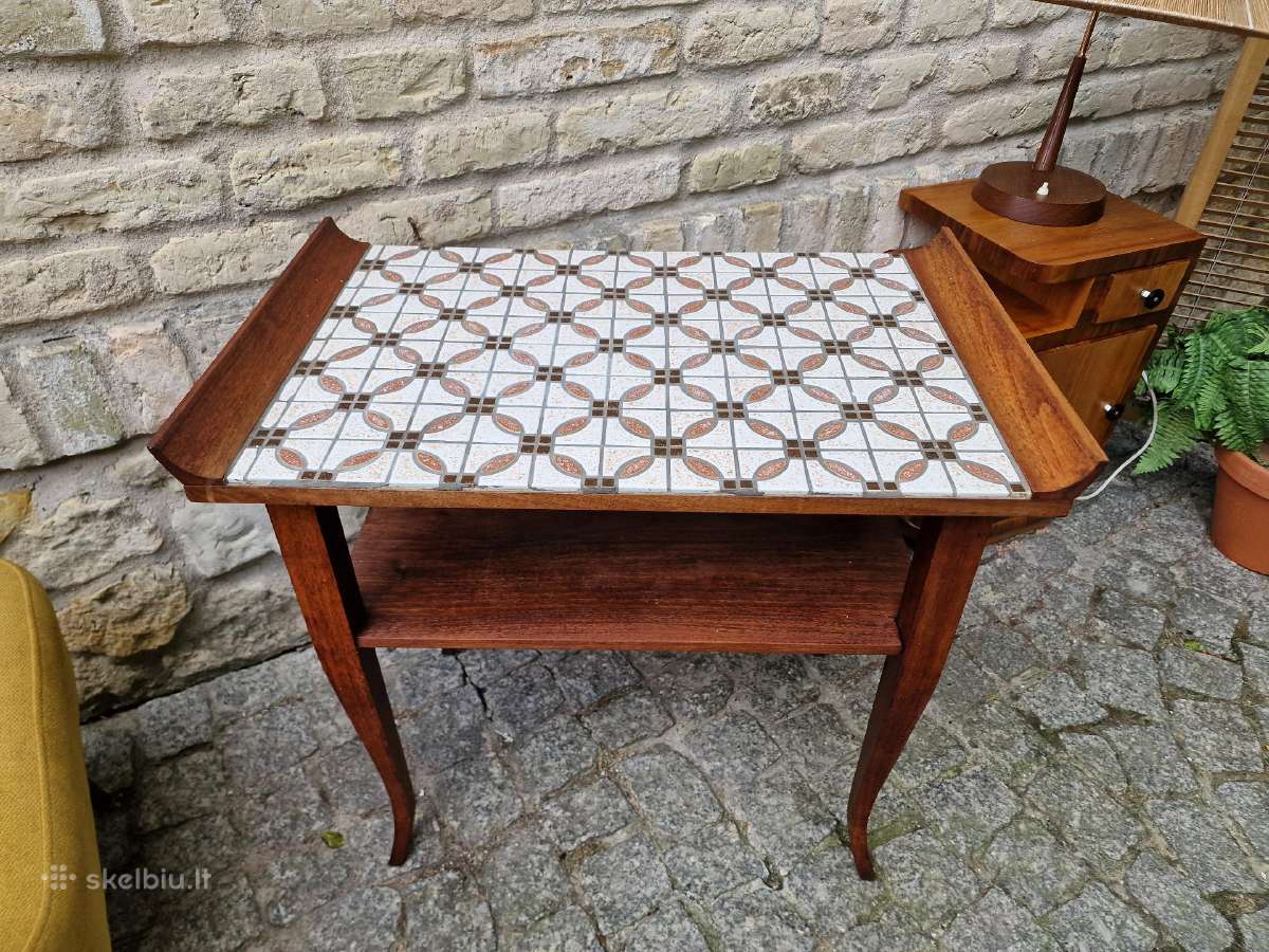 Vintažinė mid century raudonmedžio konsolė - nuotraukos Nr. 4