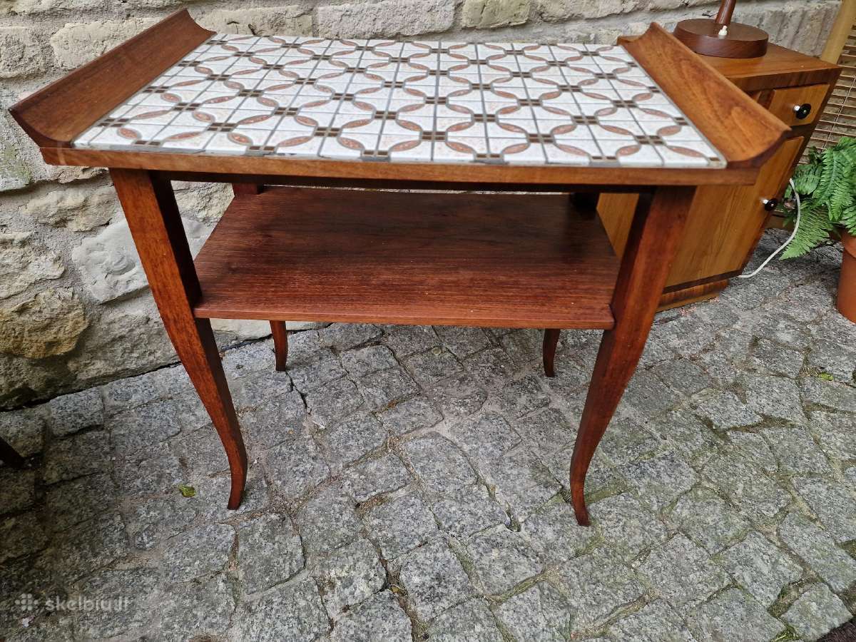 Vintažinė mid century raudonmedžio konsolė - nuotraukos Nr. 10