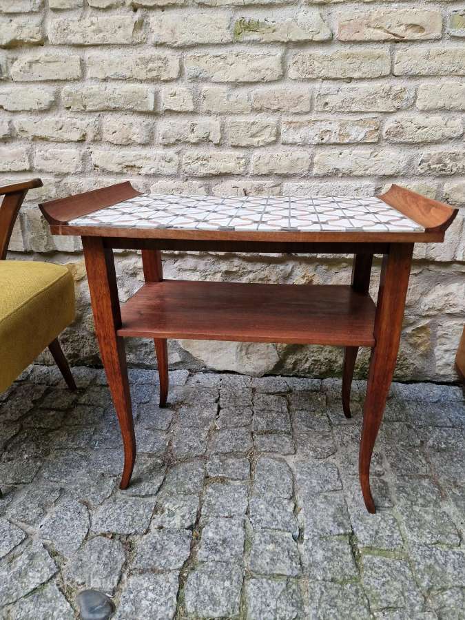 Vintažinė mid century raudonmedžio konsolė - nuotraukos Nr. 19