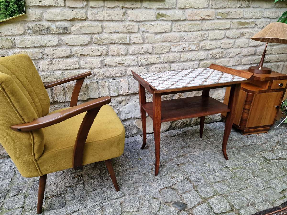 Vintažinė mid century raudonmedžio konsolė - nuotraukos Nr. 22