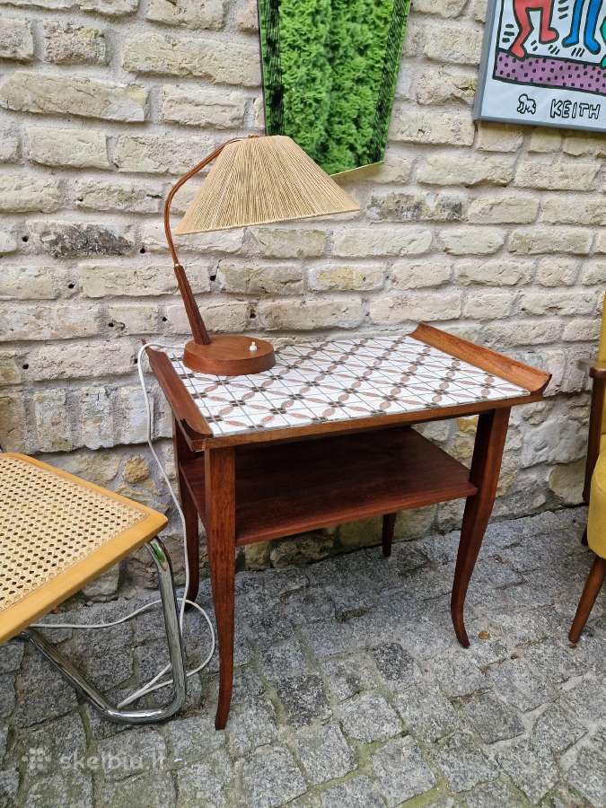 Vintažinė mid century raudonmedžio konsolė - nuotraukos Nr. 25