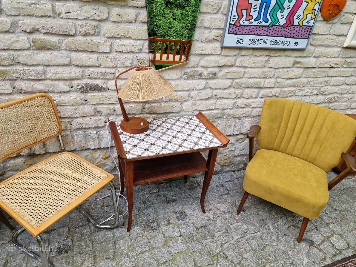 Vintažinė mid century raudonmedžio konsolė - nuotraukos Nr. 26