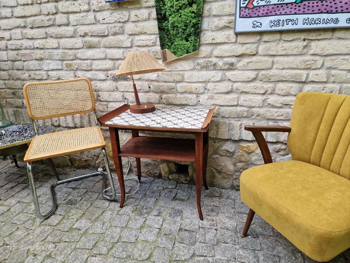 Vintažinė mid century raudonmedžio konsolė - nuotraukos Nr. 29