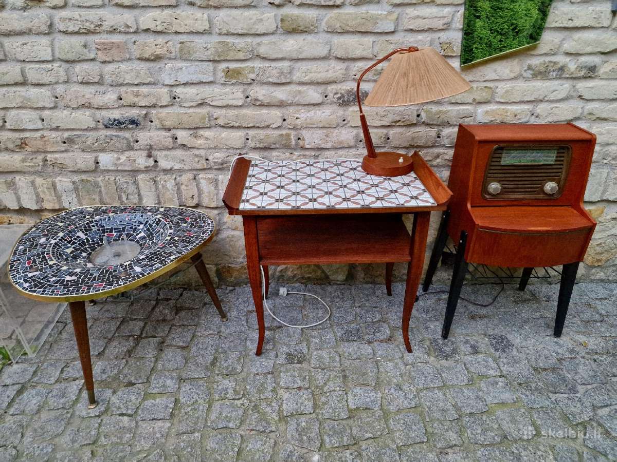 Vintažinė mid century raudonmedžio konsolė - nuotraukos Nr. 31