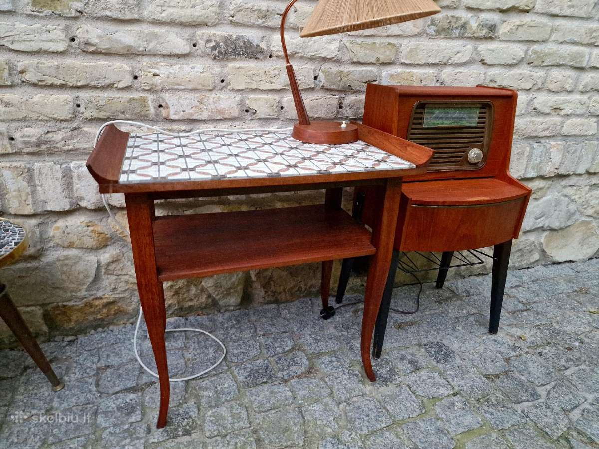 Vintažinė mid century raudonmedžio konsolė - nuotraukos Nr. 33