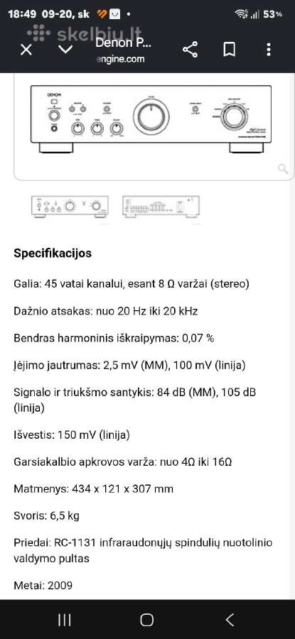 Denon stiprintuvas ir CD grotuvas. Yra distancinis - nuotraukos Nr. 5