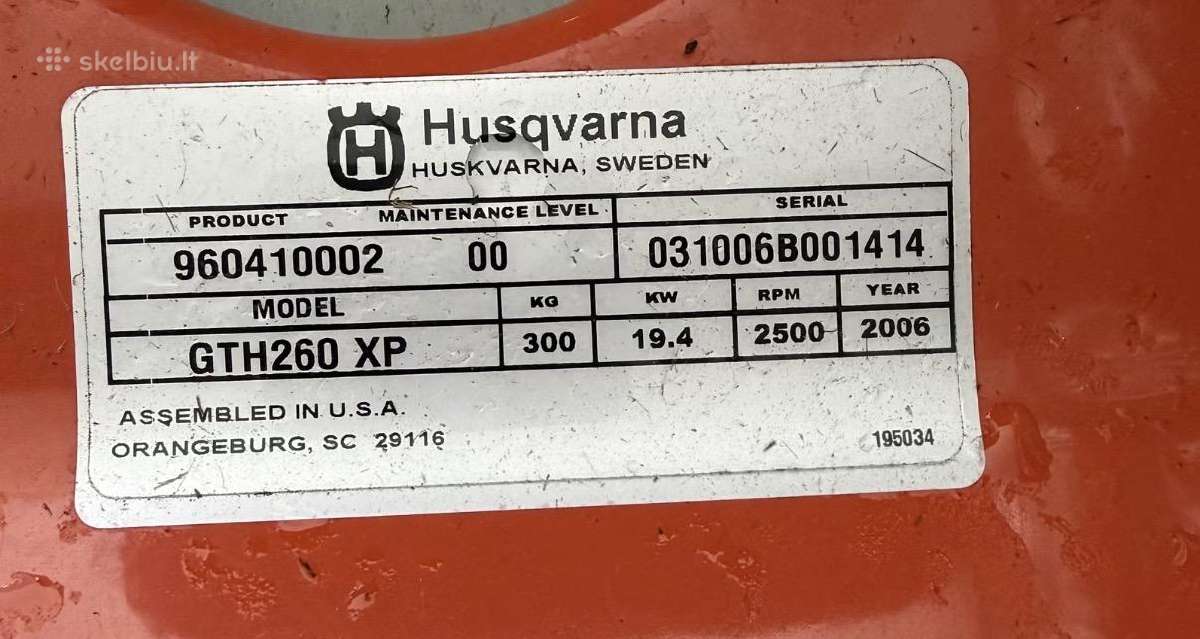 Husqvarna Gth 260 zolepjove traktoriukas - nuotraukos Nr. 12